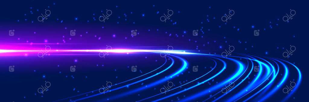 زمینه با سرعت نور صورتی و آبی با خطوط خمیده درخشان و ستاره‌های چشمک‌زن. مناسب برای سربرگ‌های وبسایت، جلدهای ارائه، پوسترها، بنرها یا پروژه‌های خلاقانه طراحی دیجیتال.