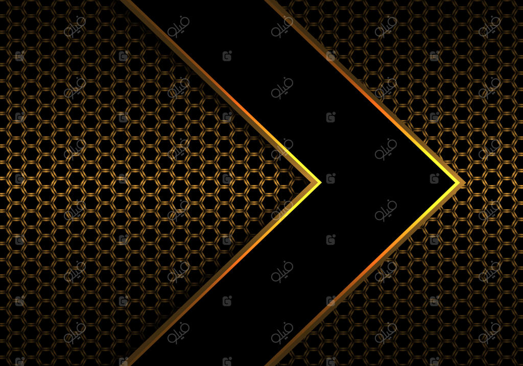 فلش مشکی با خط طلایی روی پترن مشبک شش‌ضلعی.