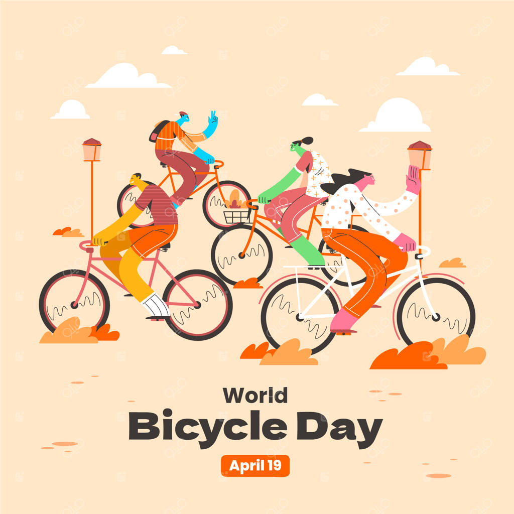 تصویرسازی تخت برای جشن روز جهانی دوچرخه‌سواری