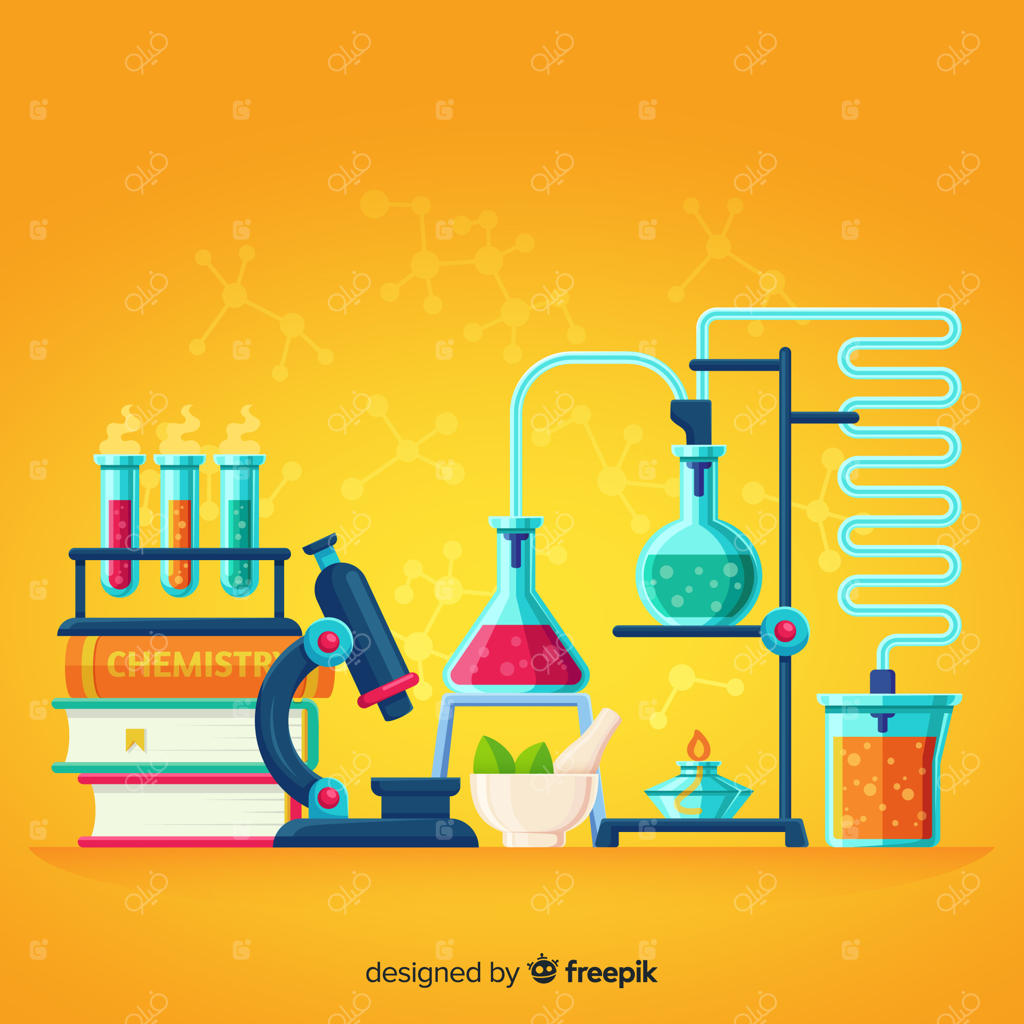 طرح تخت شیمی با پس‌زمینه زرد