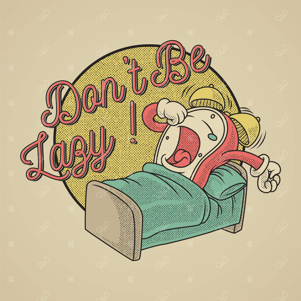 نشان نوستالژیک ساعت زنگ‌دار کارتونی در حال خمیازه کشیدن