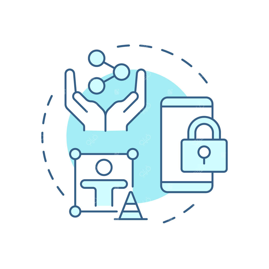 آیکن مفهومی باغ‌های دیواردار با رنگ آبی ملایم. پلتفرم‌های دارای محتوای محدود. تجربه دیجیتال. طراحی دایره‌وار. ایده‌ای انتزاعی. طراحی گرافیک. مناسب برای استفاده در اینفوگرافیک.