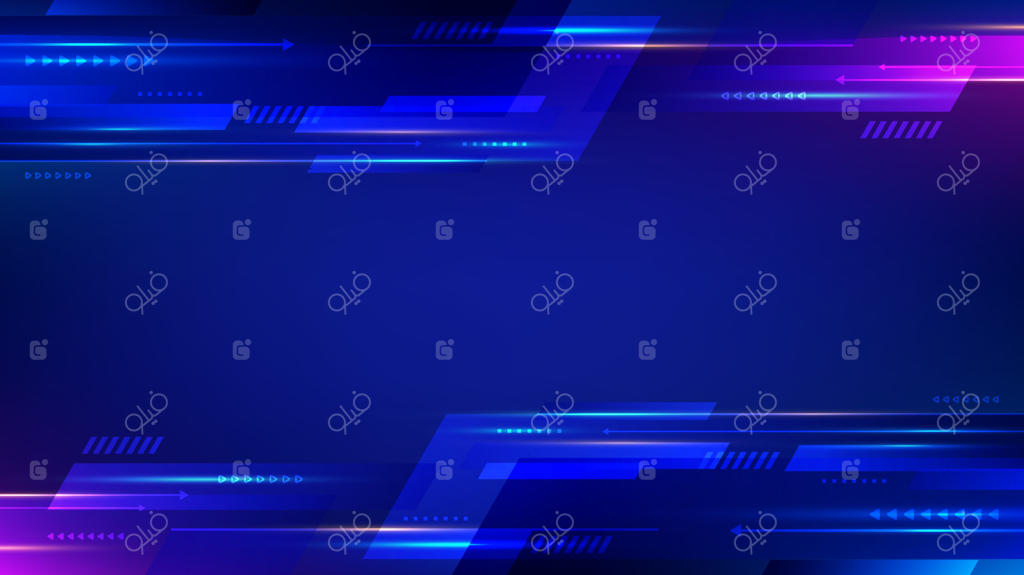 فناوری انتزاعی: پس‌زمینه‌ای متحرک با اشکال پیکان‌های هندسی به رنگ‌های نئونی آبی و صورتی آینده‌نگرانه