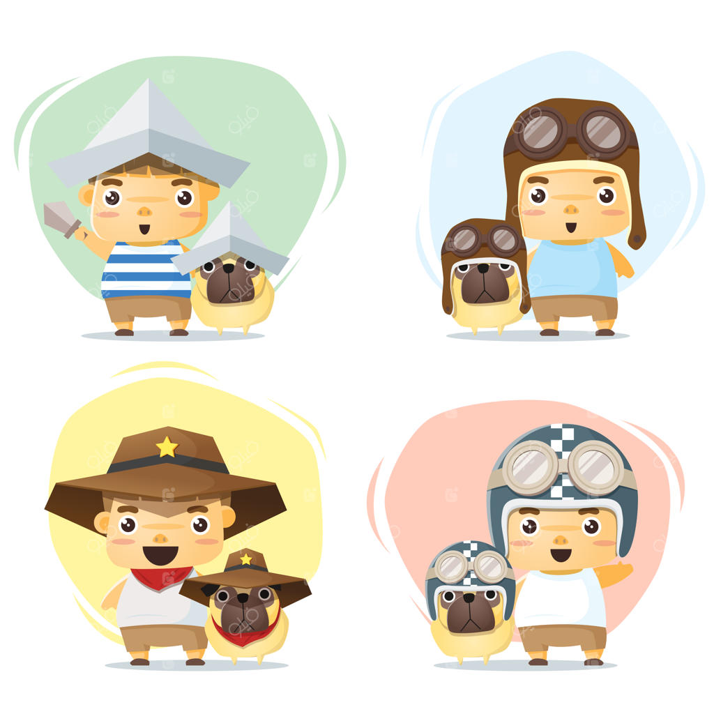 پسر بچه‌ها و سگ‌ها با لباس‌های بامزه