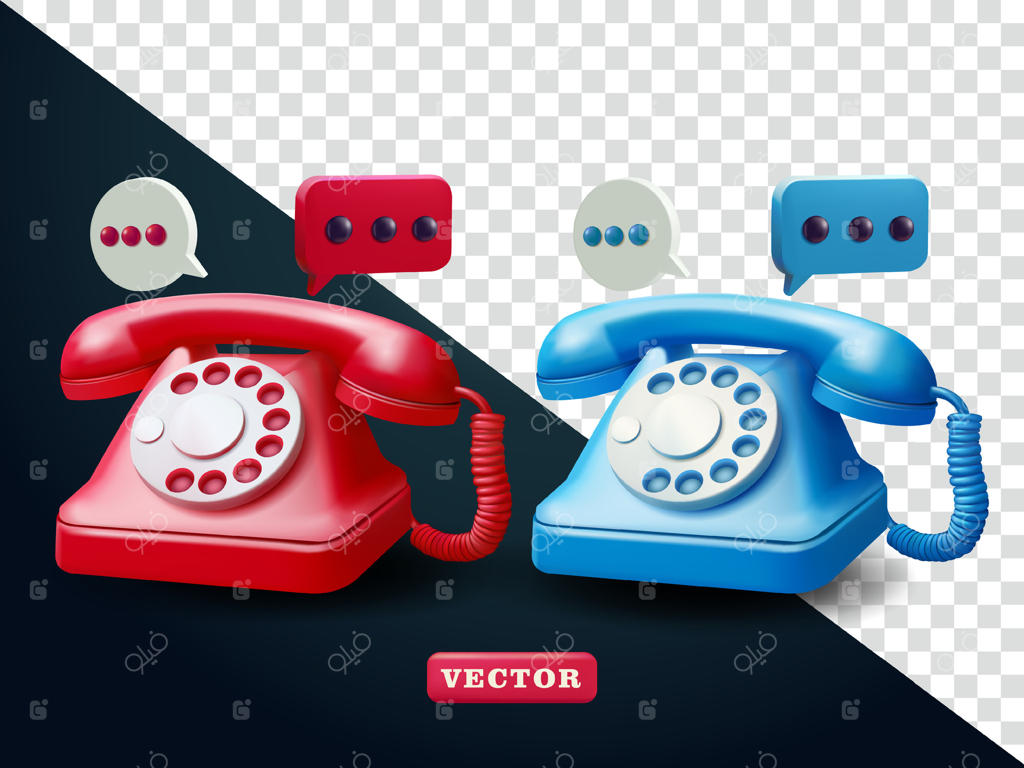 تلفن با حباب‌های گفتگو سه‌بعدی: مناسب برای کسب‌وکار، مرکز تماس و عناصر طراحی