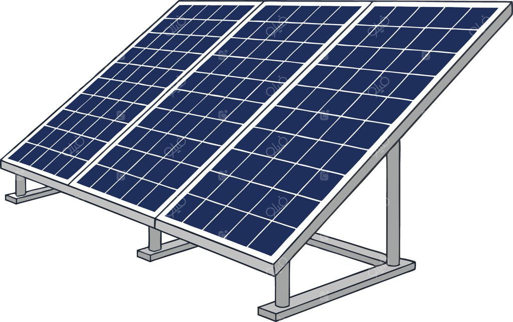 آرایه پنل خورشیدی روی زمینه سفید برای نمایش بهره‌وری انرژی