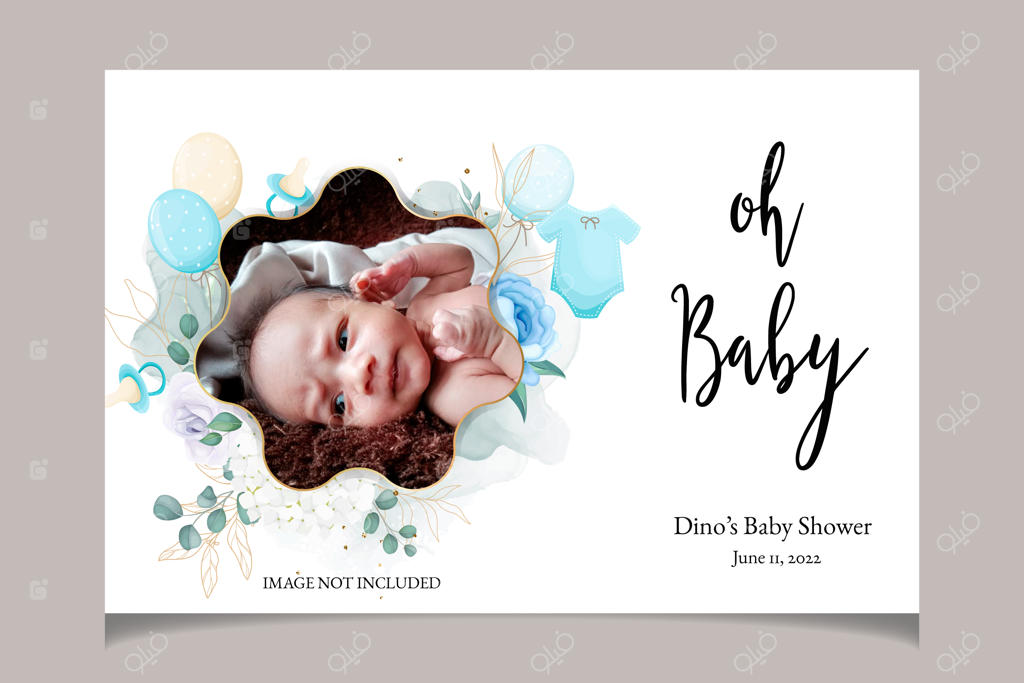 کارت دعوت شیک و زیبا برای جشن سیسمونی با طرح گل‌های دل‌نشین