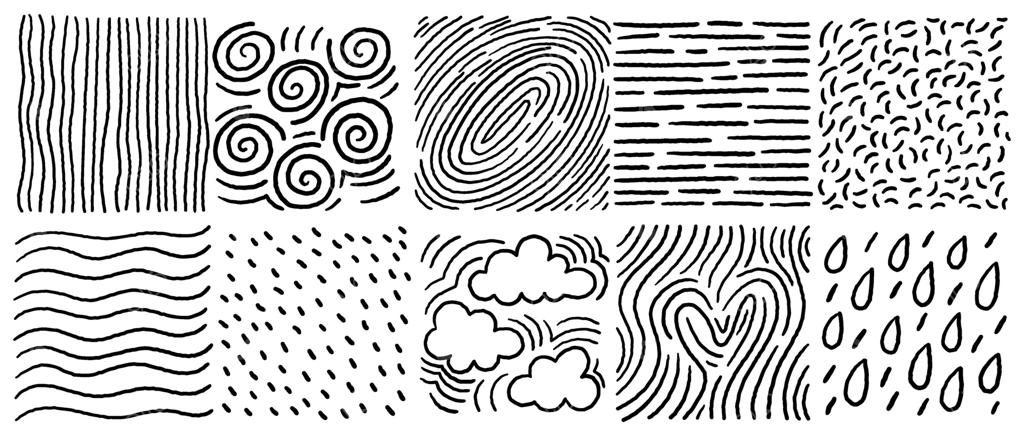 طرح‌های دستی و بازیگوش: ابرها، موج‌ها، قطره‌ها و اثر انگشت‌ها