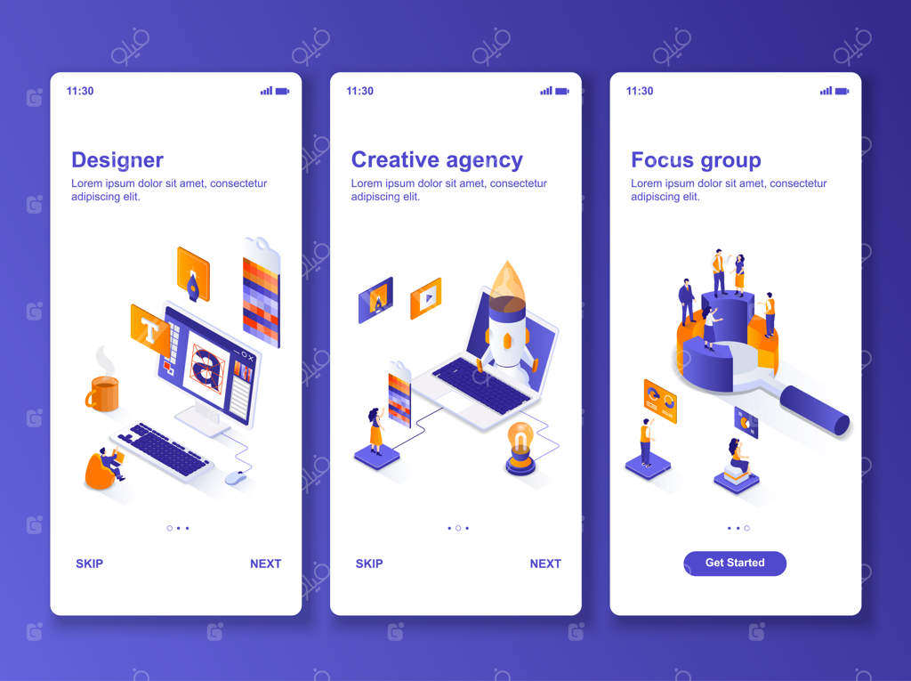 مجموعه ابزار طراحی ایزومتریک برای آژانس خلاقیت