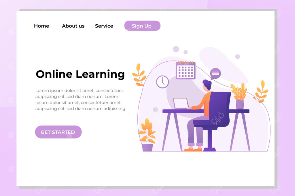 فرود یک ویدئو کنفرانس: همکارانی که در صفحه کامپیوتر در حال گفتگو هستند. ویدئوکنفرانس و صفحه کار جلسات آنلاین