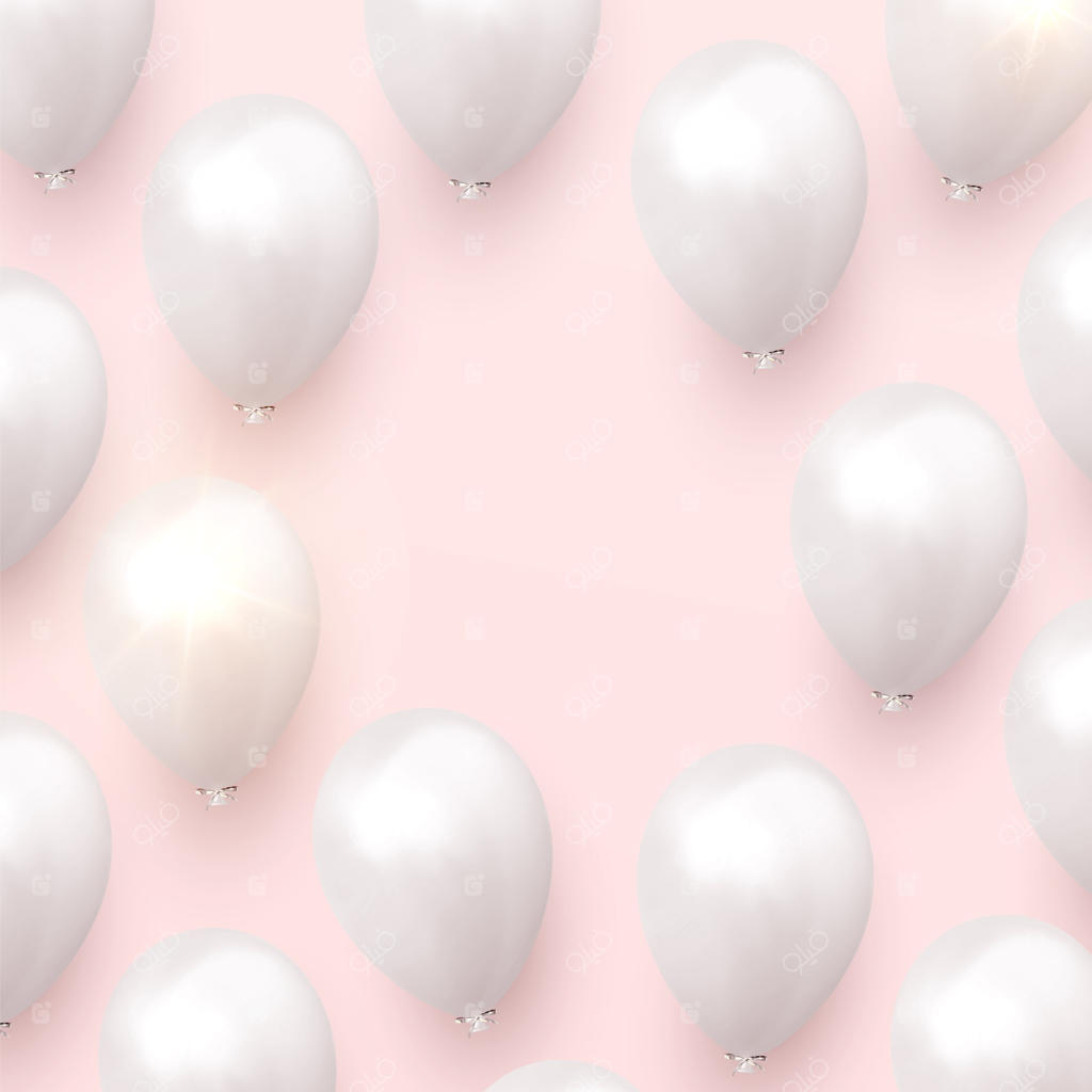زمینه‌ای با بادکنک‌های هلیومی: طراحی جشن واقع‌گرایانه سه‌بعدی با رنگ‌های ملایم و پاستلی - تصویرسازی وکتور