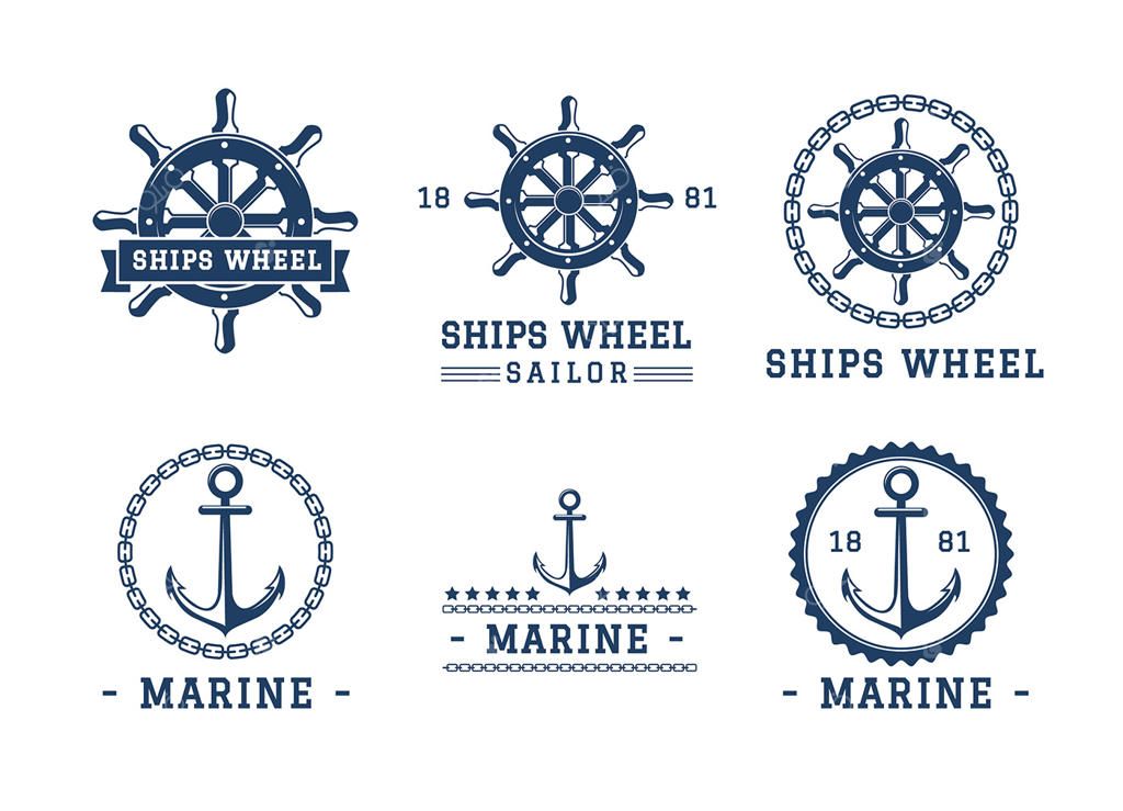 وکتور رایگان طرح لوگوی سکان کشتی