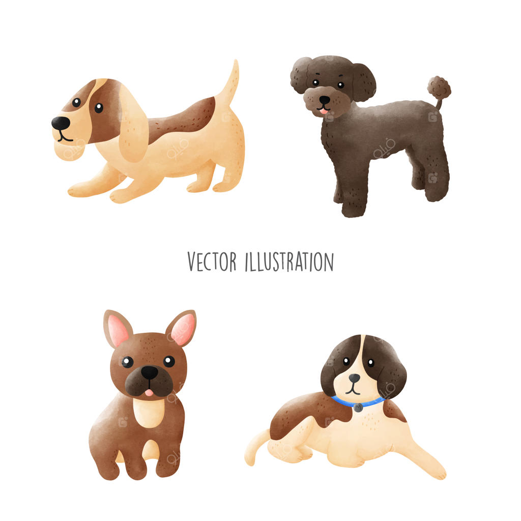 تصویر وکتور آبرنگی سگ بامزه تولد