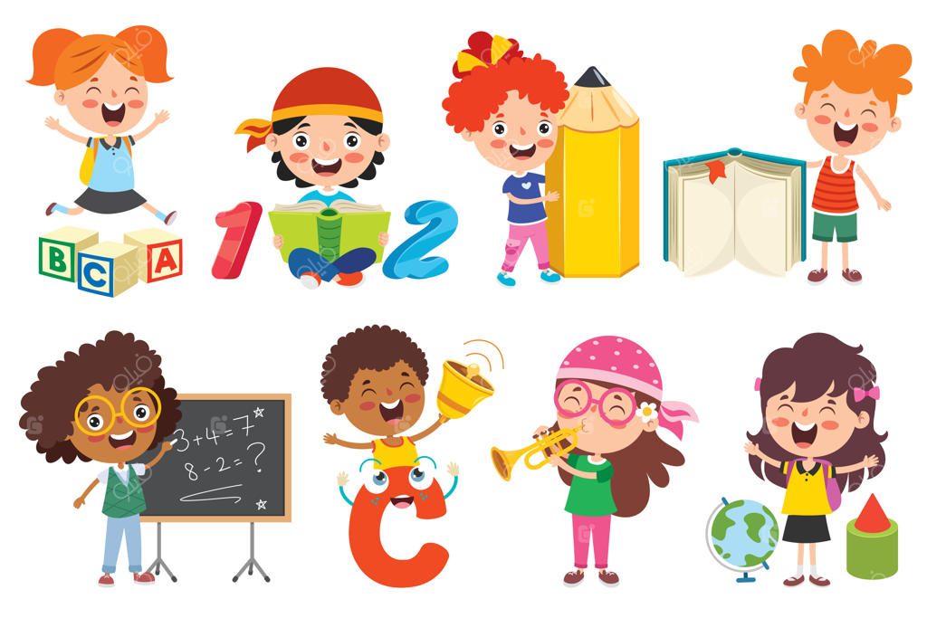 کودک شاد در حال درس خواندن و یادگیری