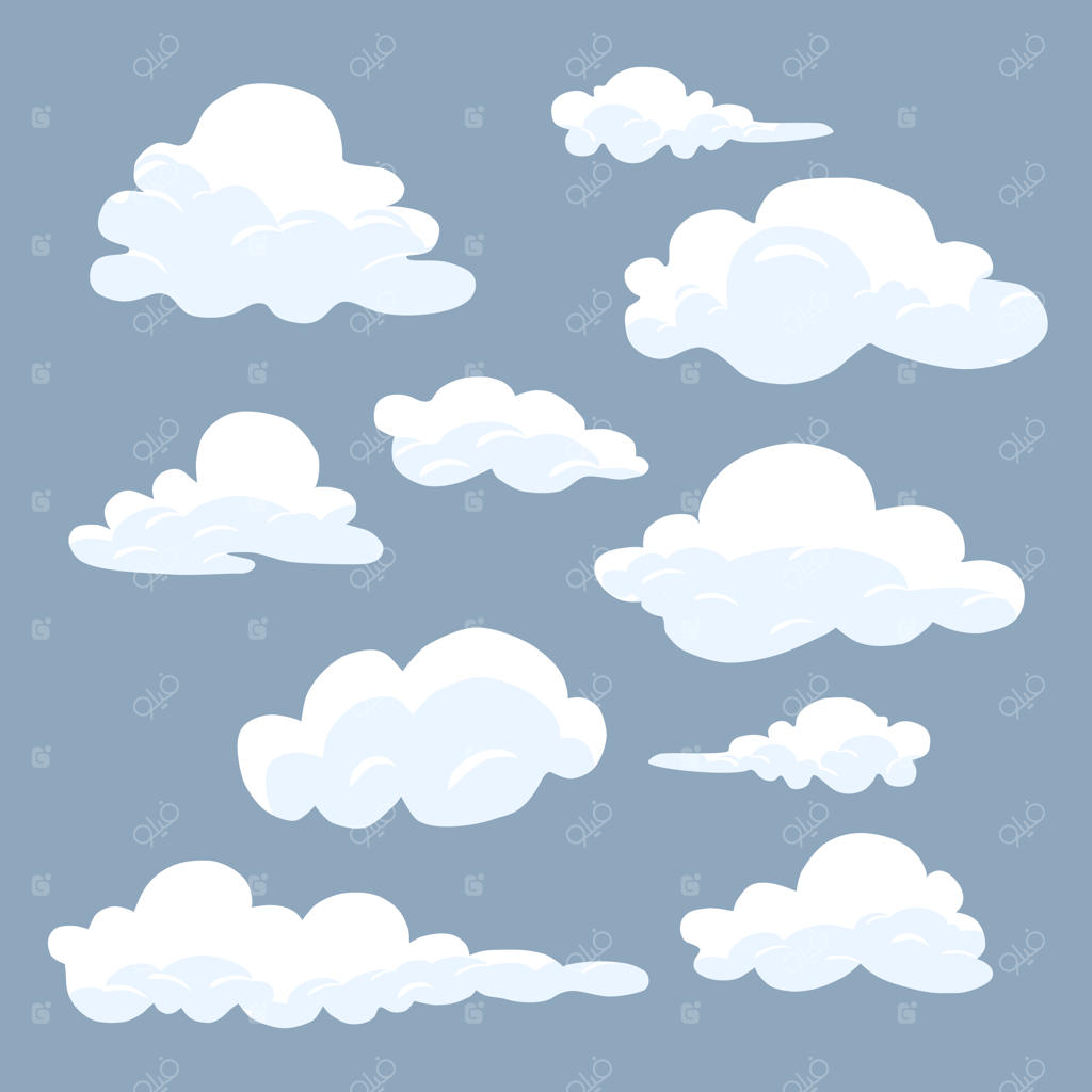 مجموعه ابرهای کارتونی تخت