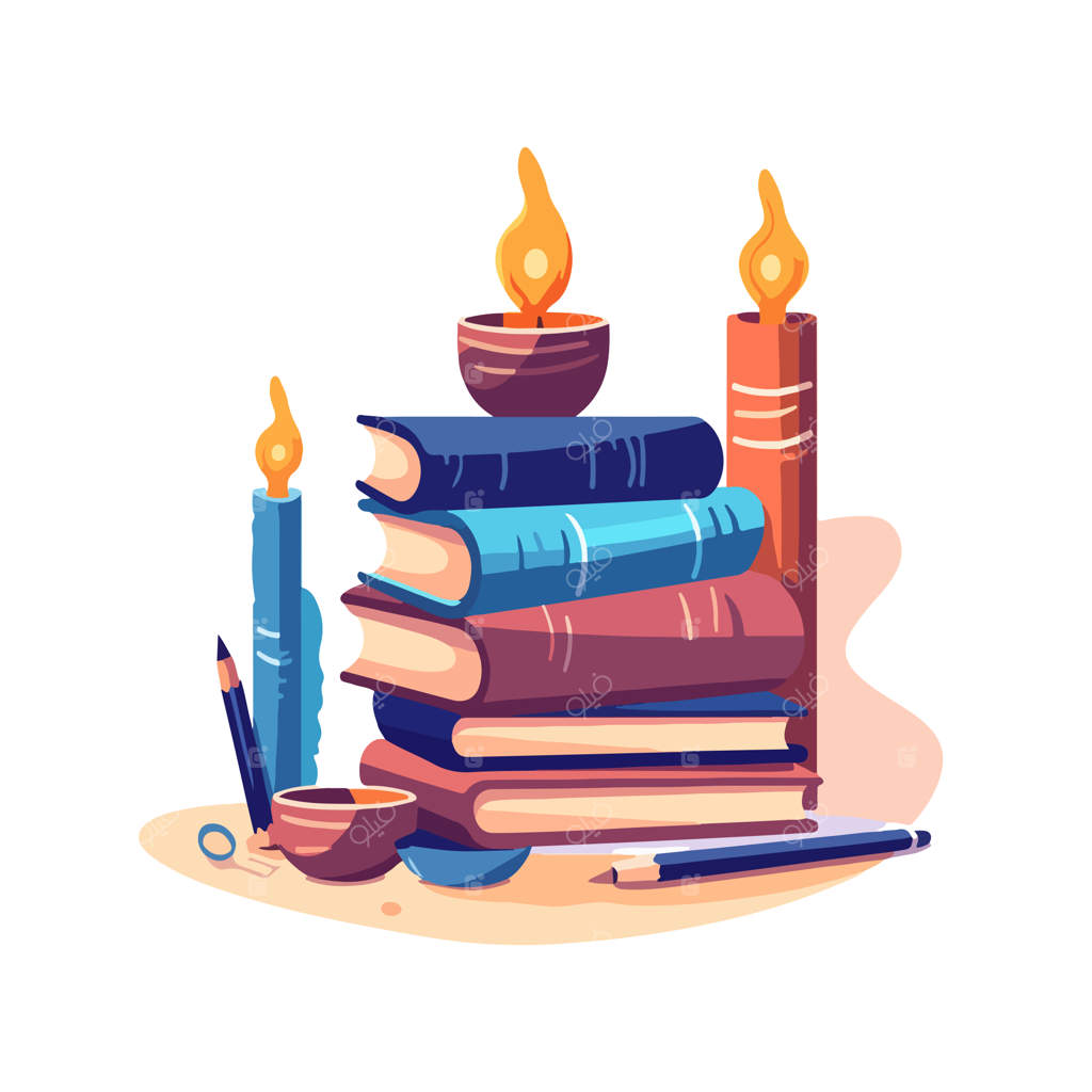 تصویر نقاشی‌دستی کتاب‌های قدیمی برای آموزش