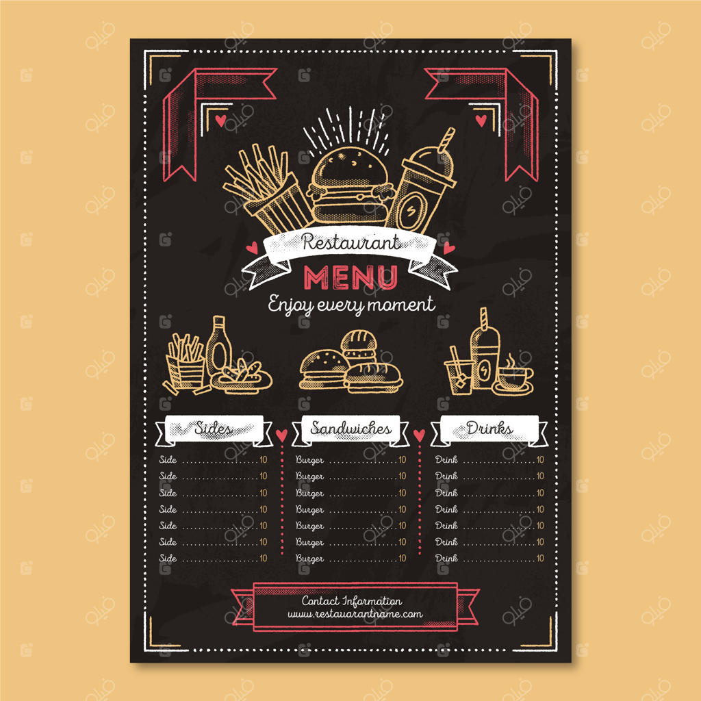 منوی رستوران فست فود ارگانیک