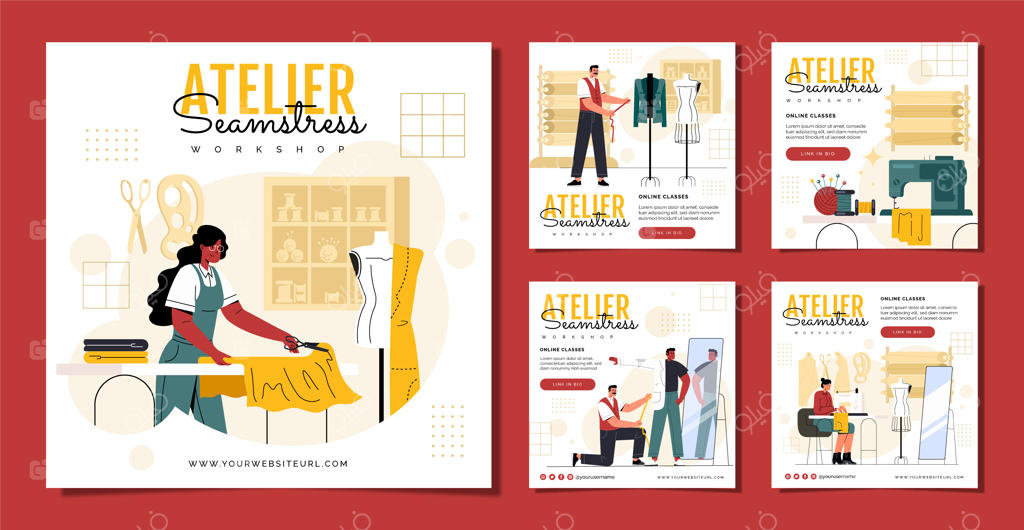 پست‌های اینستاگرامی آتلیه خیاطی با طراحی دست