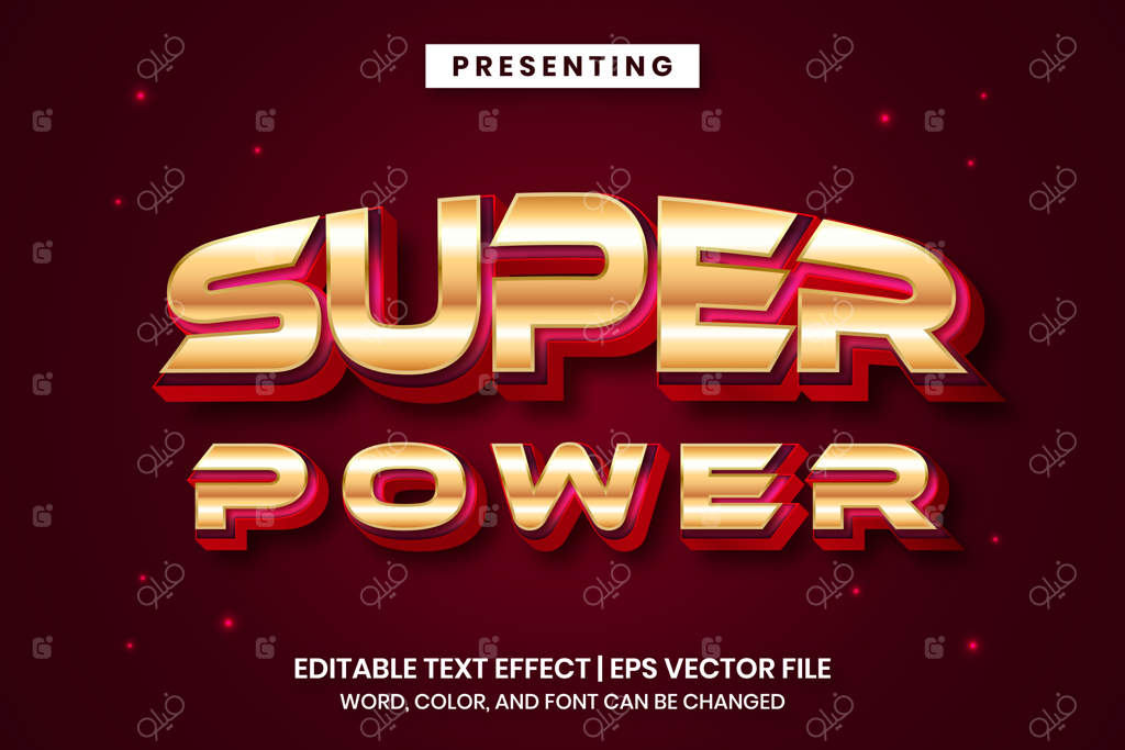 قدرت فوق‌العاده - استایل لوگوی بازی مدرن متالیک با قابلیت ویرایش متن