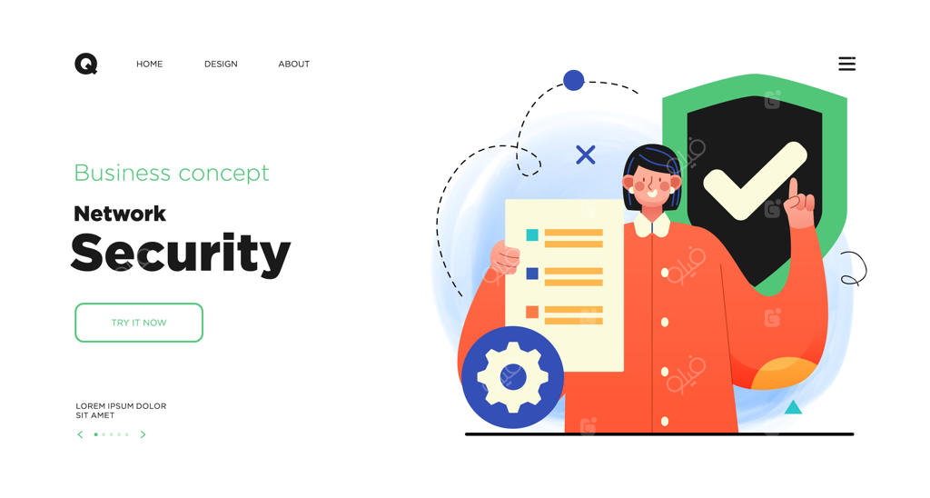پترن صفحه اصلی وب‌سایت برای امنیت شبکه، حفاظت از داده‌ها و حریم خصوصی اطلاعات