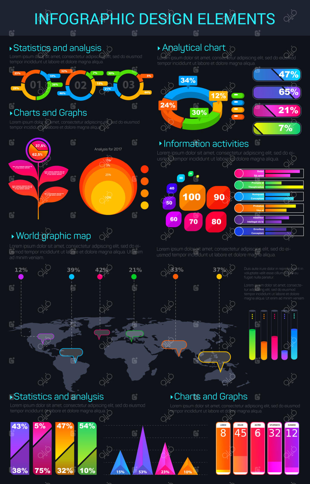 المان‌های طراحی وکتور و نمودارهای اینفوگرافیک