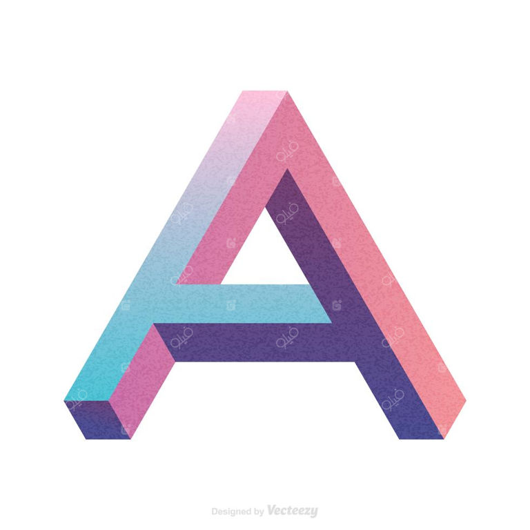 طرح وکتور تایپوگرافی ایزومتریک حرف A