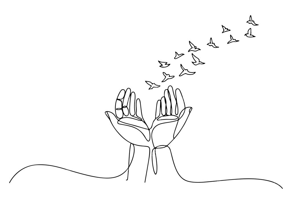 رها کردن پرندگان از میان دستان، نماد آزادی و امید