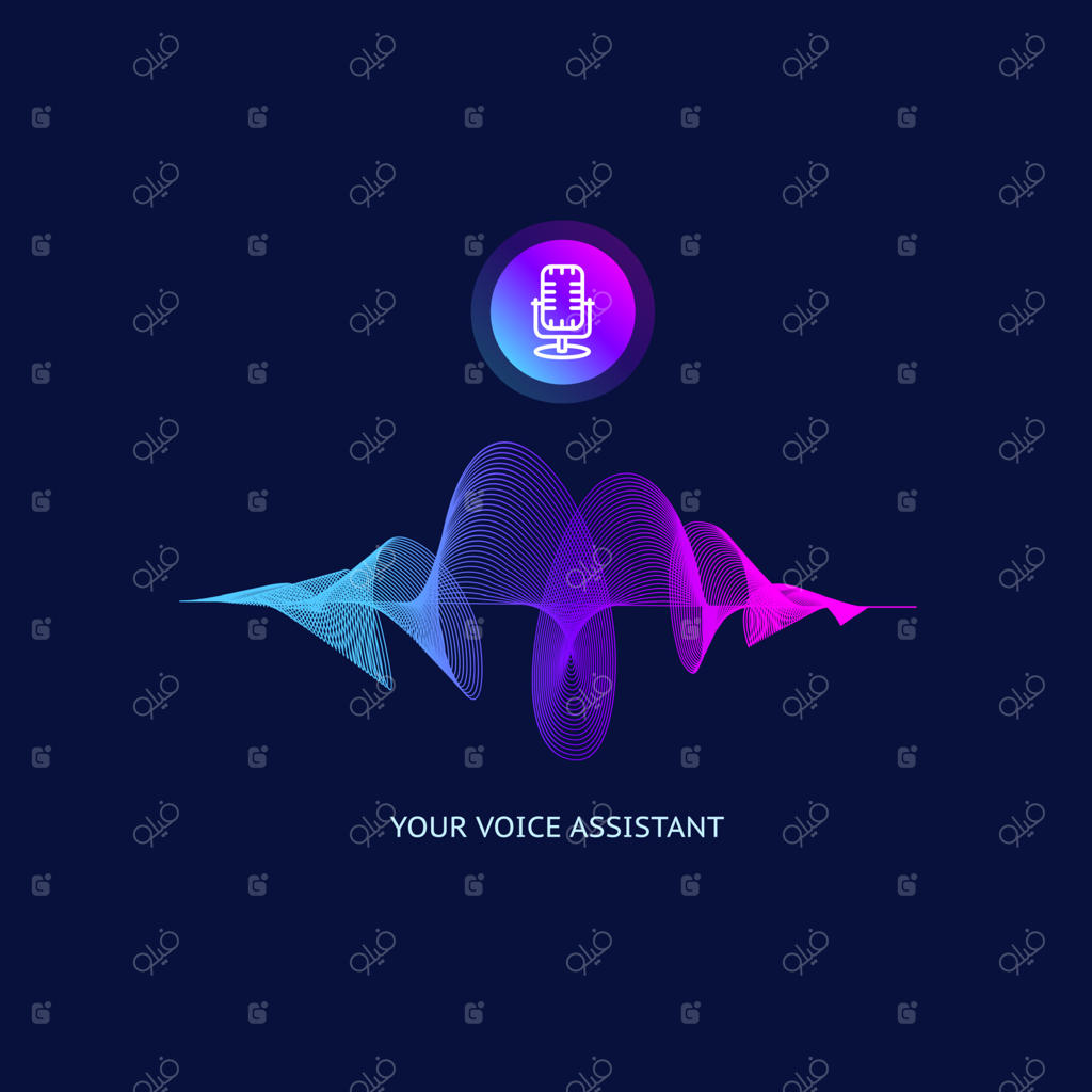 دستیار صوتی با موج صدای نازک. وکتور