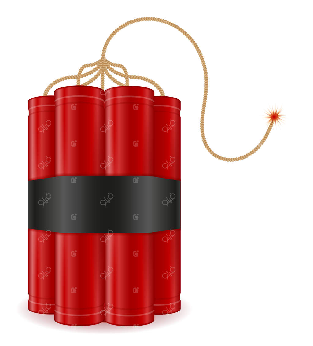 تصویر چوب دینامیت قرمز با فیتیله بیکفورد، مجزا روی زمینه سفید