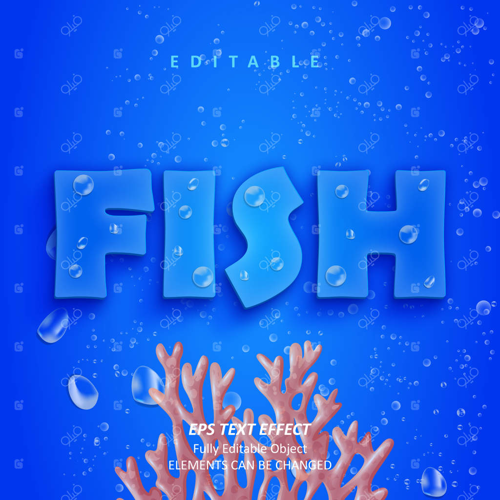 افکت متنی قابل ویرایش ماهی مرجان آبی