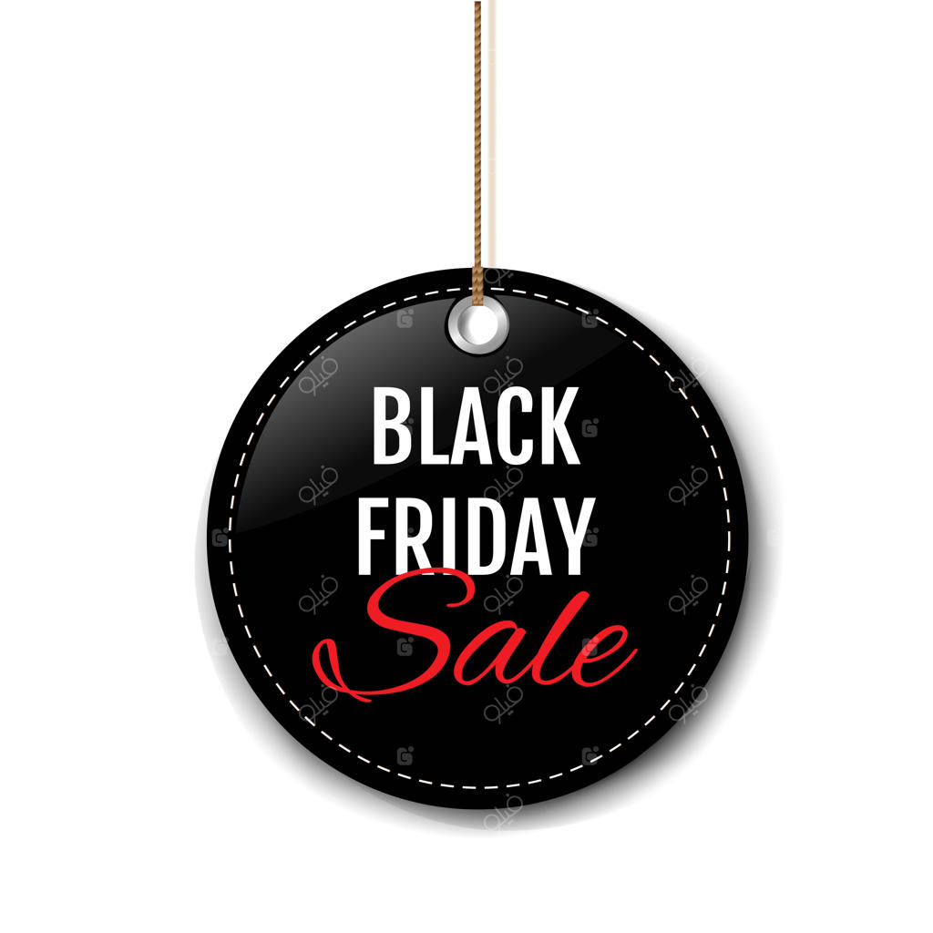 برچسب حراج جمعه سیاه با پس‌زمینه سفید و طناب