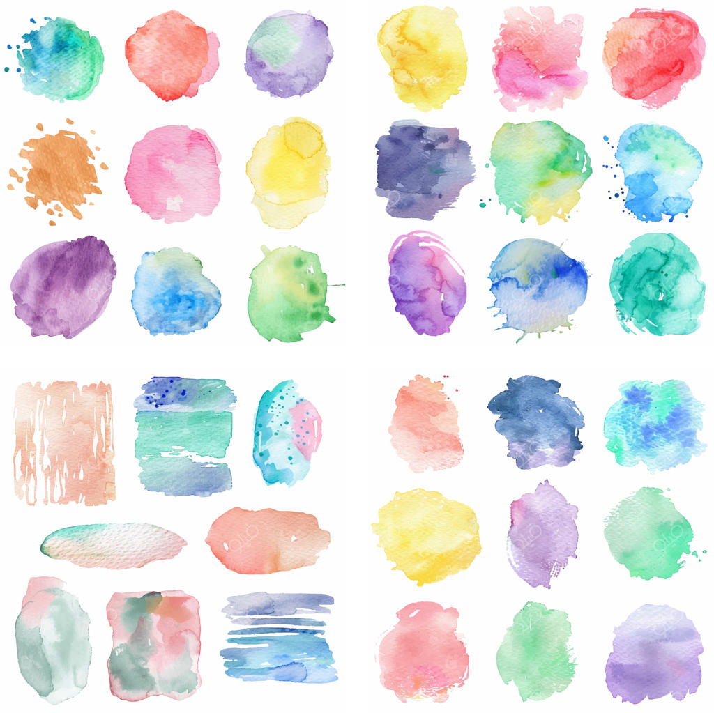 لکه و پاشش‌های رنگارنگ جوهر، طرح‌های پاستلی و افکت آبرنگ خلاقانه با بافت زبر