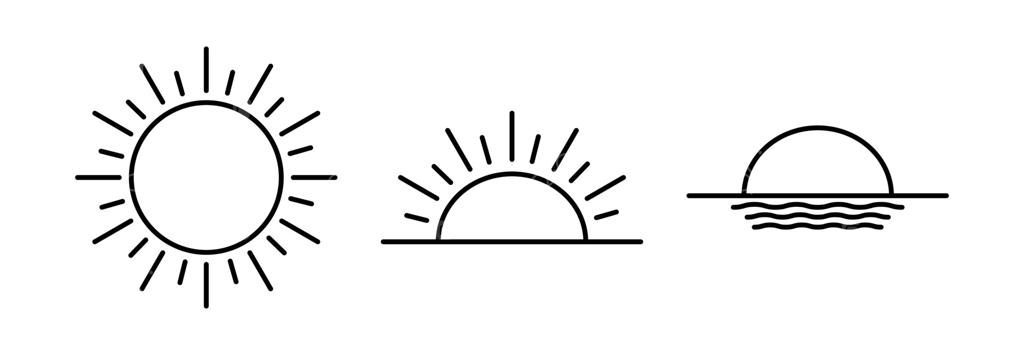 مجموعه آیکون‌های خورشید، ماه و پرتوهای خورشید