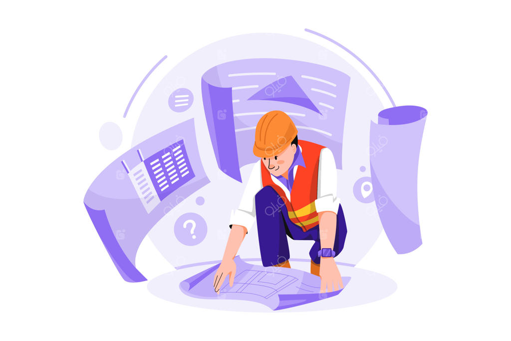 مهندس عمران به دنبال نقشه ساختمان