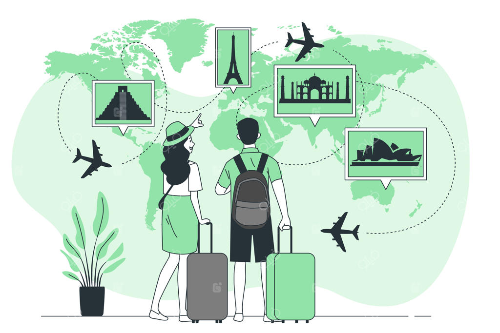 تصویرسازی مفهوم انتخاب مقصد