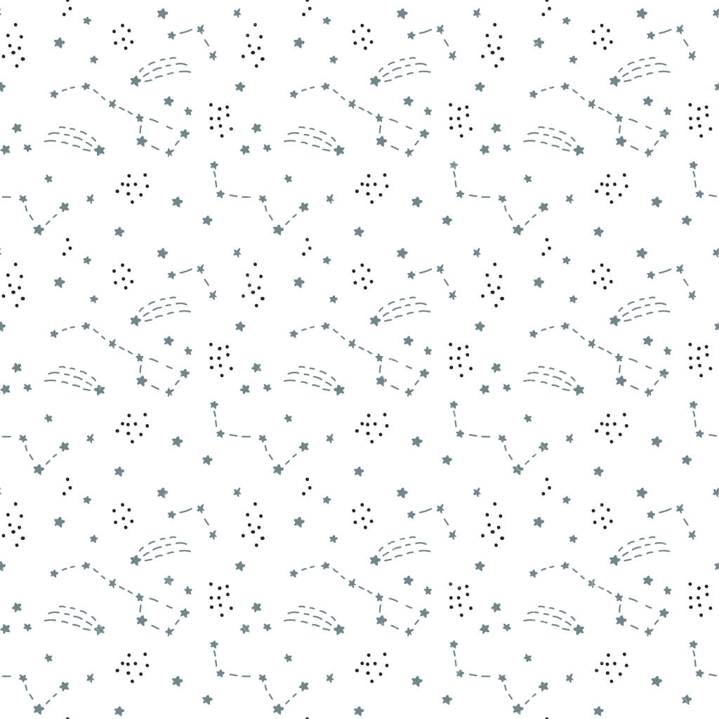 پترن یکپارچه اسکاندیناوی برای تزئین و طراحی: صورت‌های فلکی متنوع در زمینه سفید. نشانه‌های زودیاک با ستاره‌های درخشان و خطوط و نقاط نورانی. نقشه ستاره‌ها، چارت نجومی