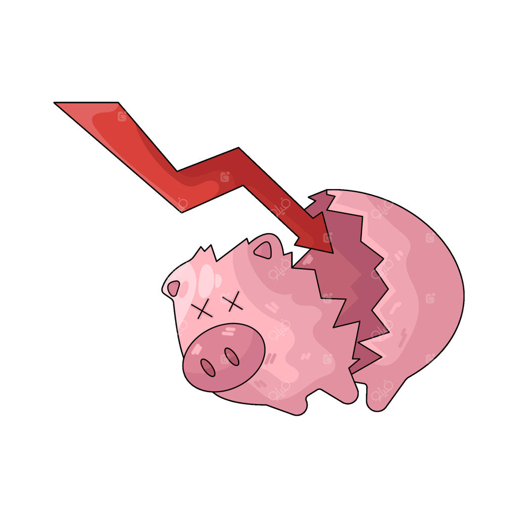 خوک قلکی شکسته با فلش نزولی