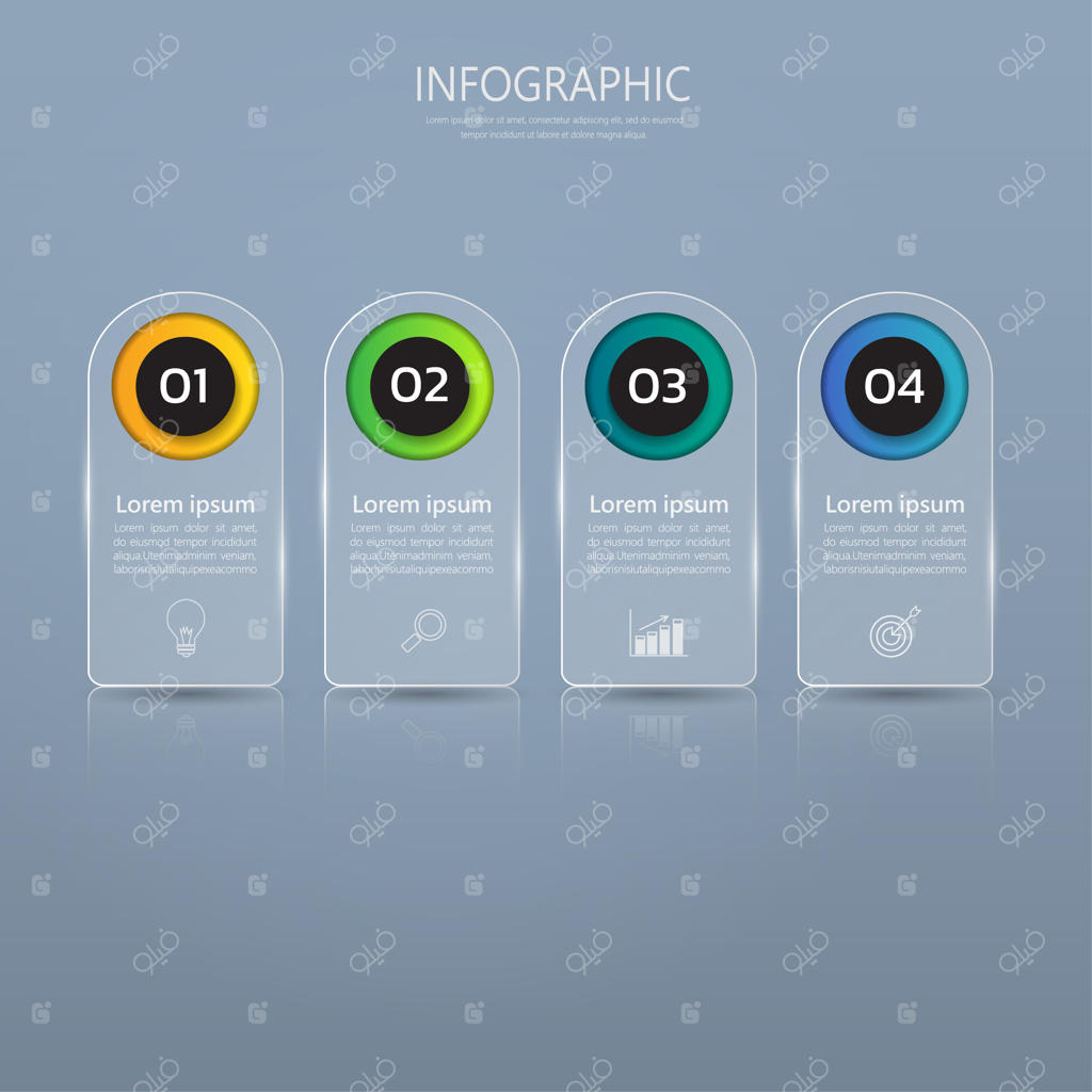 قالب بنر اینفوگرافیک به سبک شیشه‌ای یا براق