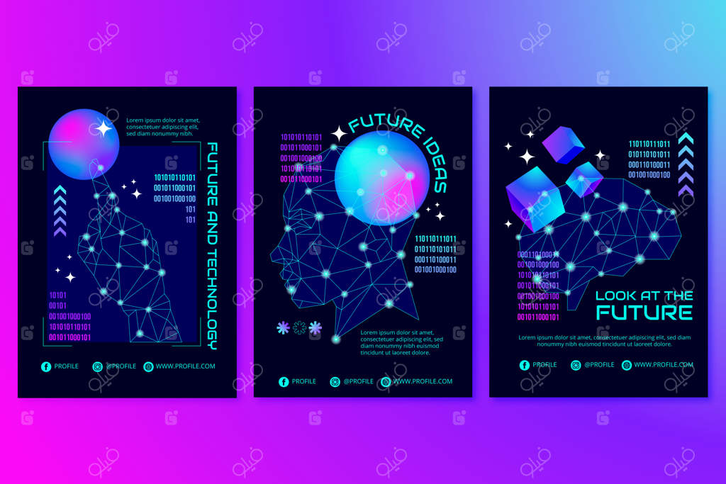 قالب پوستر عمودی فناوری پیشرفته با طراحی گرادیان آینده‌نگر