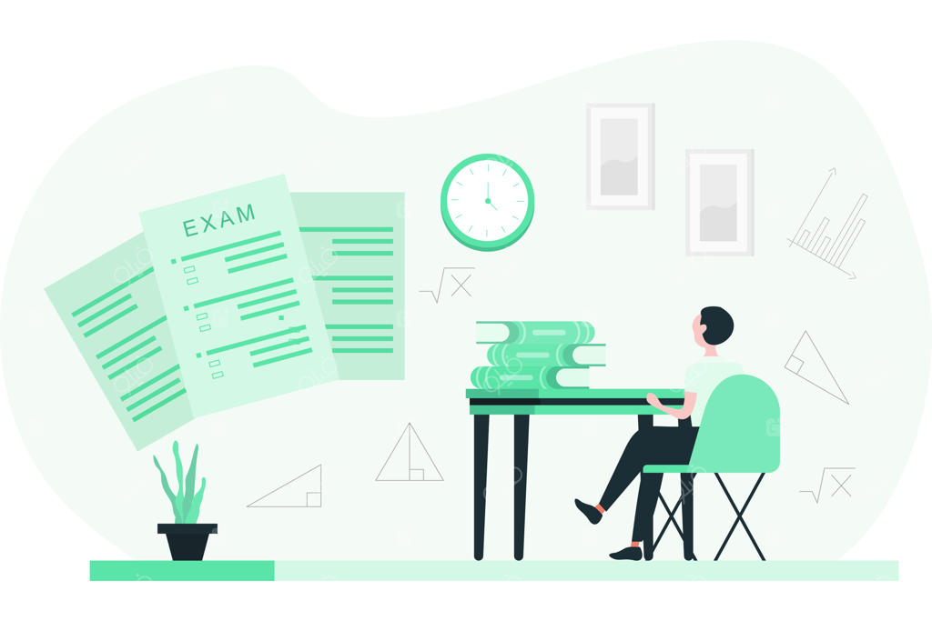 تصویرسازی تخت مطالعه و آمادگی شبانه‌روزی دانش‌آموز برای امتحان