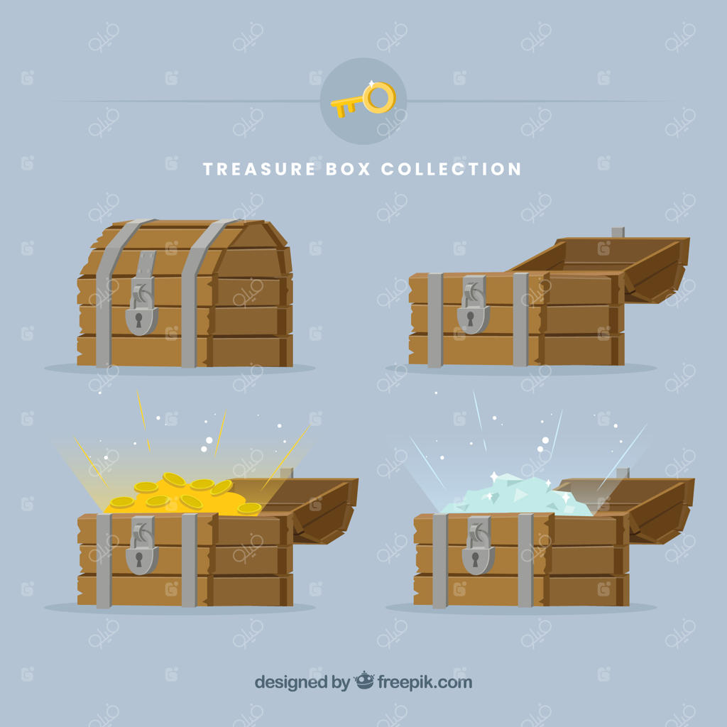 مجموعه جعبه‌های گنجینه با طراحی ساده و مدرن