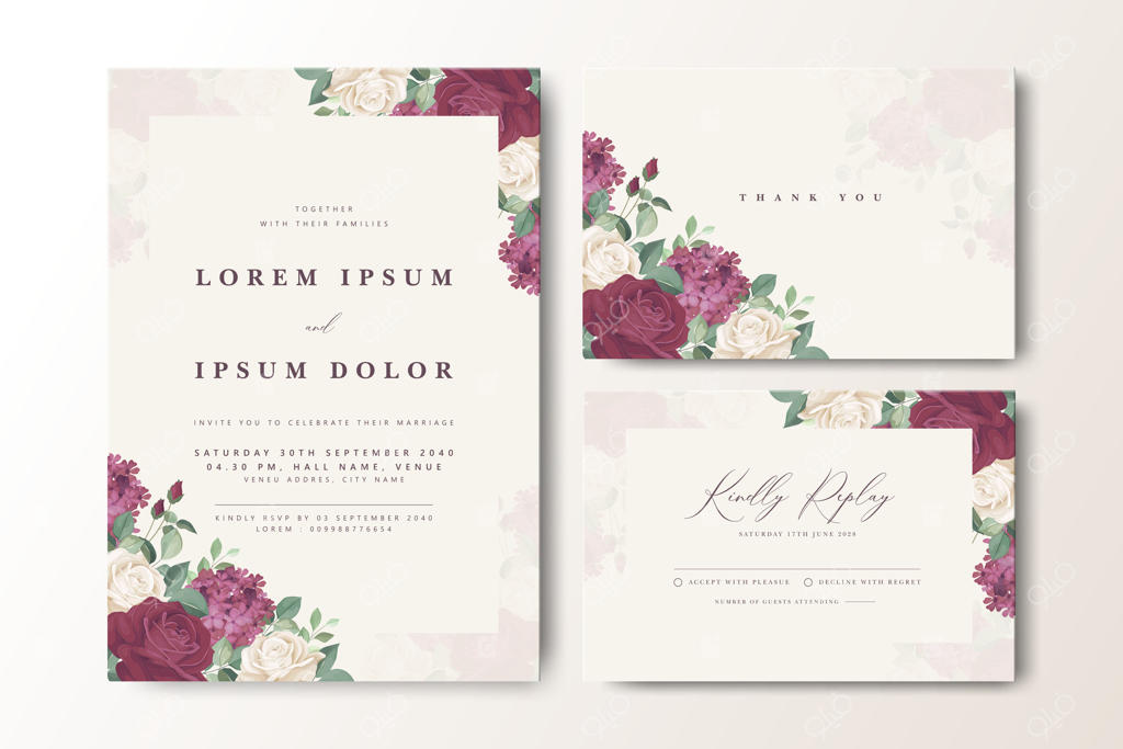 کارت دعوت عروسی گل‌دار شگفت‌انگیز برای روز ویژه شما با طراحی حرفه‌ای وکتور