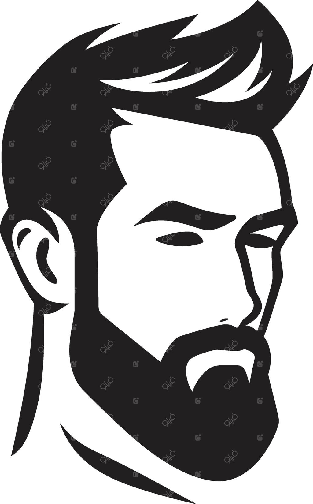 نماد چهره مردانه با نگاه جسورانه و طراحی مدرن و پرقدرت