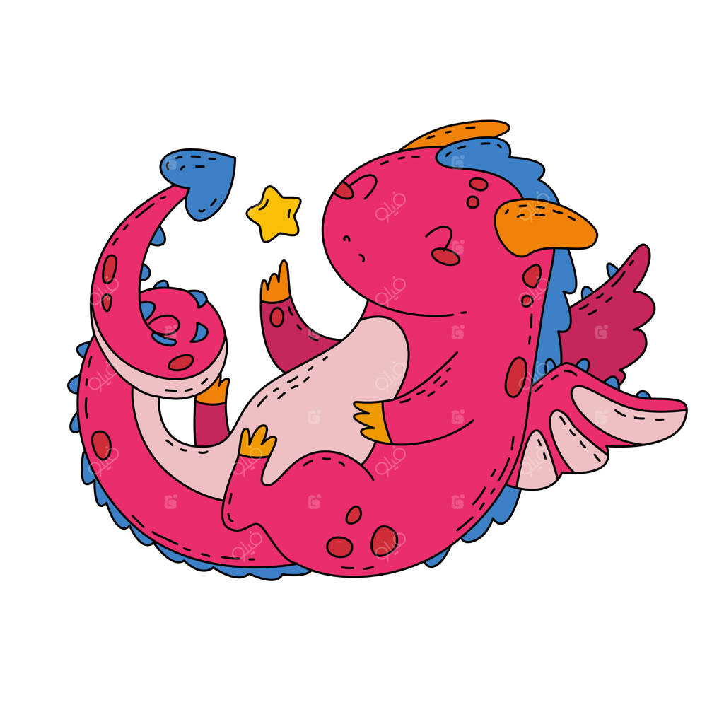 اژدها نماد سال نو چینی ۲۰۲۴: یک تصویر بامزه برای تزئین لباس‌های کودکان، ایجاد برچسب و چاپ برای لوازم داخلی به سبک کارتونی، تصویر برداری وکتور