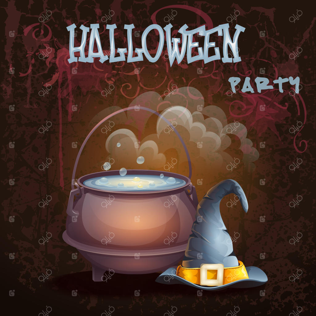 تصویرسازی هالووین با کلاه بولر و کلاه کپ