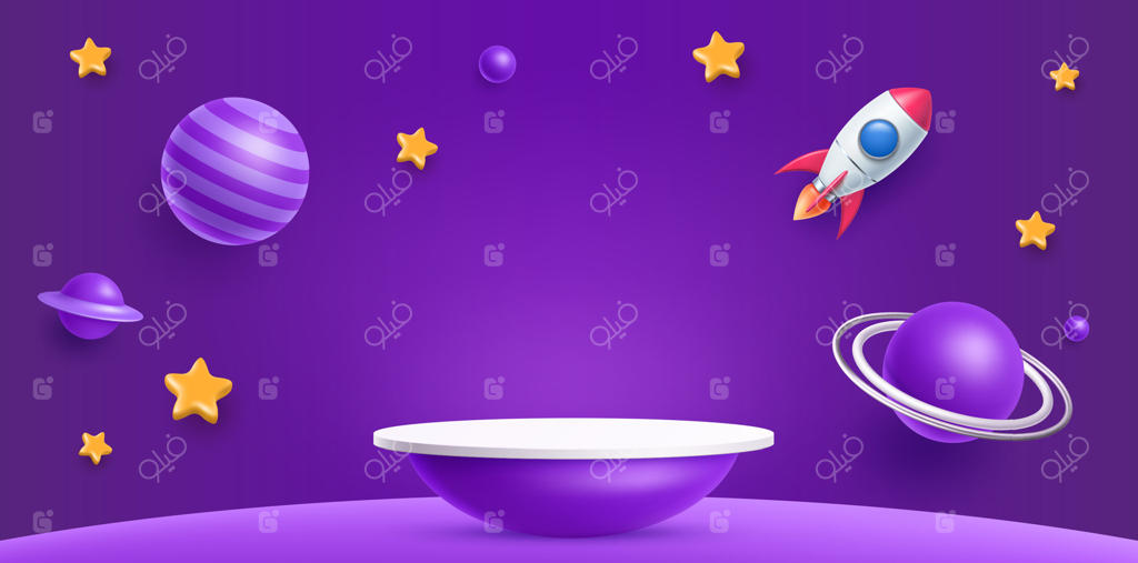 کاوش در یک تم فضایی بنفش زنده وکتور حرفه‌ای