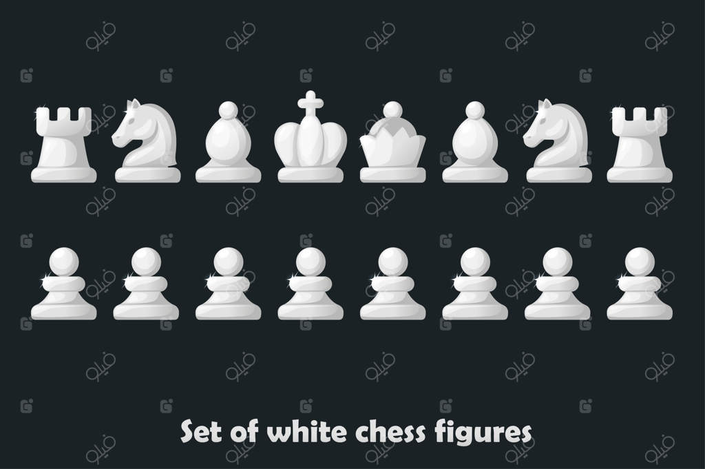 قطعات سفید شطرنج برای بازی استراتژی - نماد وکتور