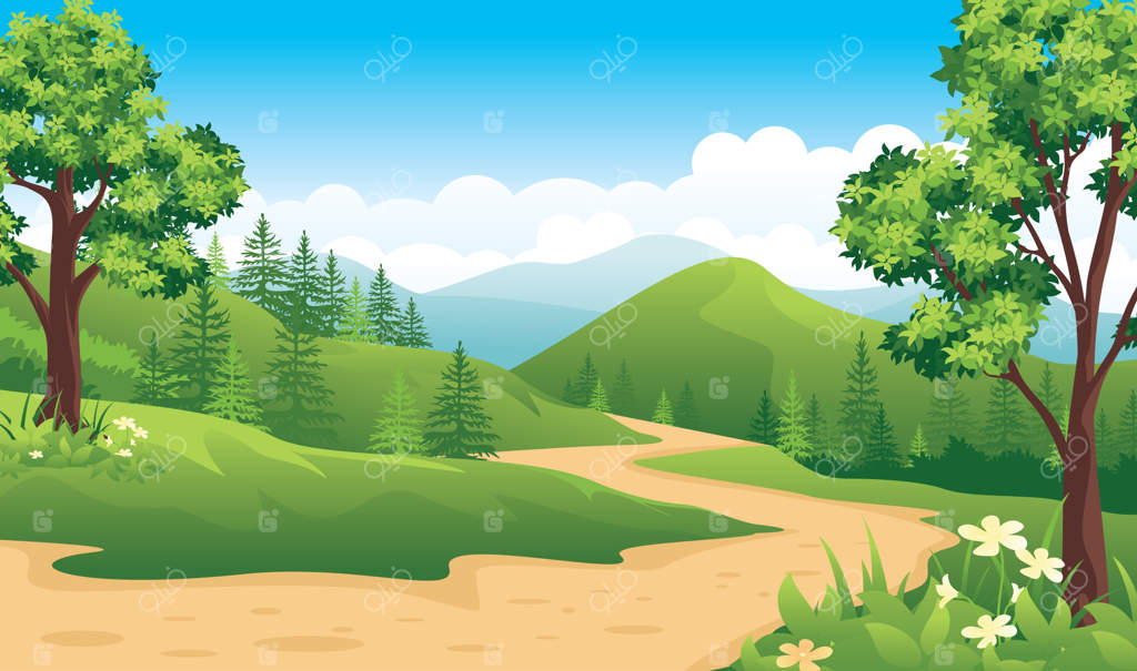 منظره زیبای طبیعت با جاده روستایی، منظره تابستانی به سبک ساده