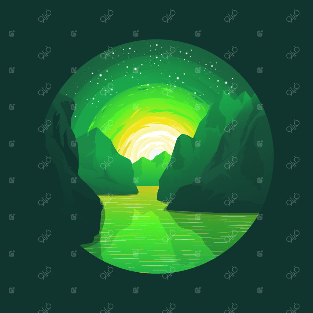 طراحی لوگو و تصویرسازی وکتور منظره صخره‌ای زیبا