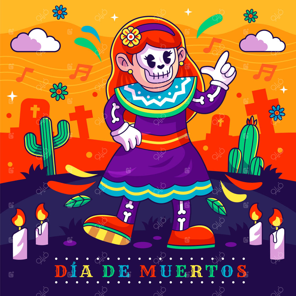 تصویرسازی دستی جشن روز مردگان